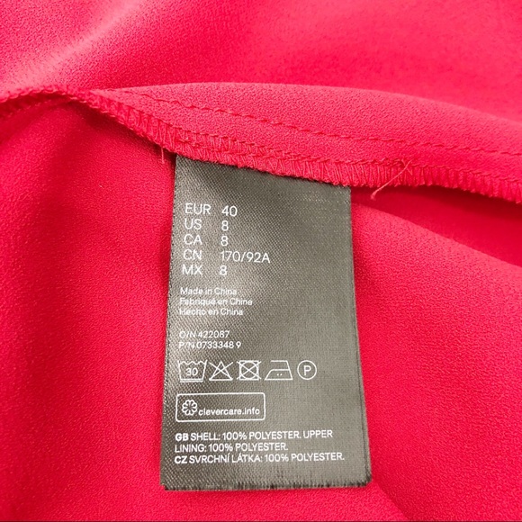 H&M Red Short Sleeve Fit And Flare Midi Dress - Picture 14 of 15